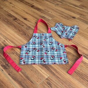 Kids Handmade Plaid Mickey and Minnie Apron and Mitt Set